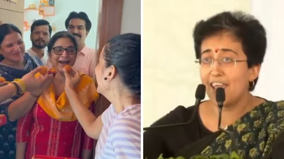 आप कार्यकर्ता एक-दूसरे को मिठाई खिलाकर मुंह मीठा किया। 