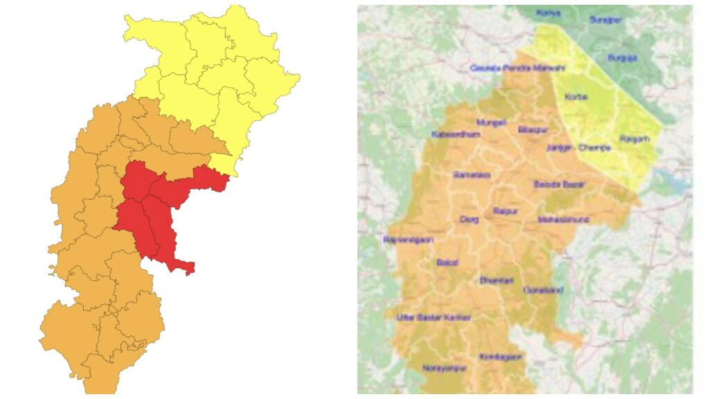Red Alert: Beware! The Meteorological Department has issued a red alert… heavy rain threatens Raipur and surrounding districts… see here.