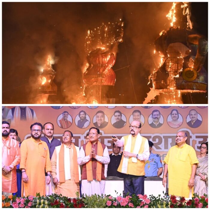 Grand Ravana Dahan: Grand Ravana Dahan in WRS Colony... Victory festival celebrated in the presence of Governor Ramen Deka and Chief Minister Vishnu Dev Sai