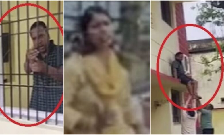 Circle Officer: The wife, enraged to find her officer husband sleeping in the room with his girlfriend, locked the door from the outside... watch the video here.