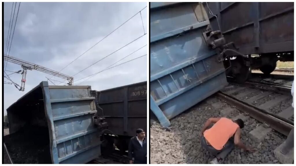 Train Derailment: A major train accident averted...! Freight train wagons overturned... Railway team engaged in restoration work... Watch the video here.