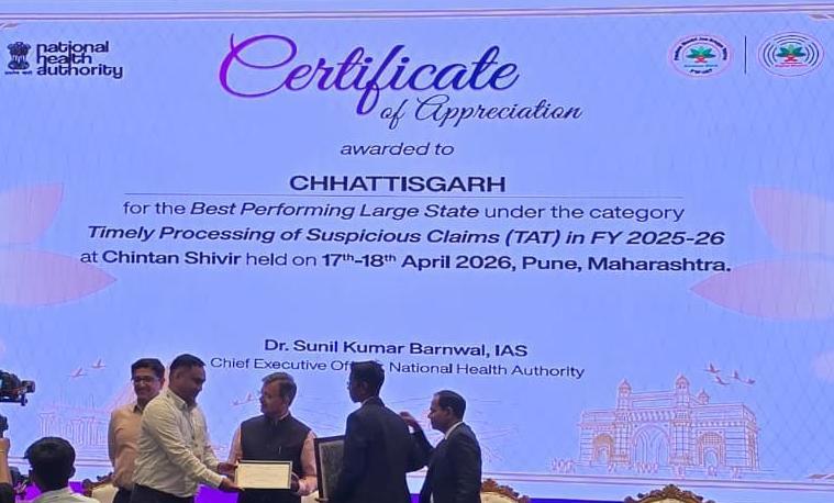 National Health Authority : राष्ट्रीय स्वास्थ्य प्राधिकरणआयुष्मान भारत योजना में छत्तीसगढ़ को राष्ट्रीय सम्मान…दो महत्वपूर्ण श्रेणियों में उपलब्धि