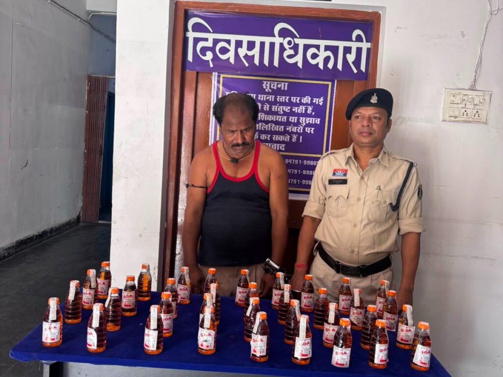 अवैध शराब बेचते आदतन बदमाश गिरफ्तार…36 पौवा शराब और एक्टिवा जब्त